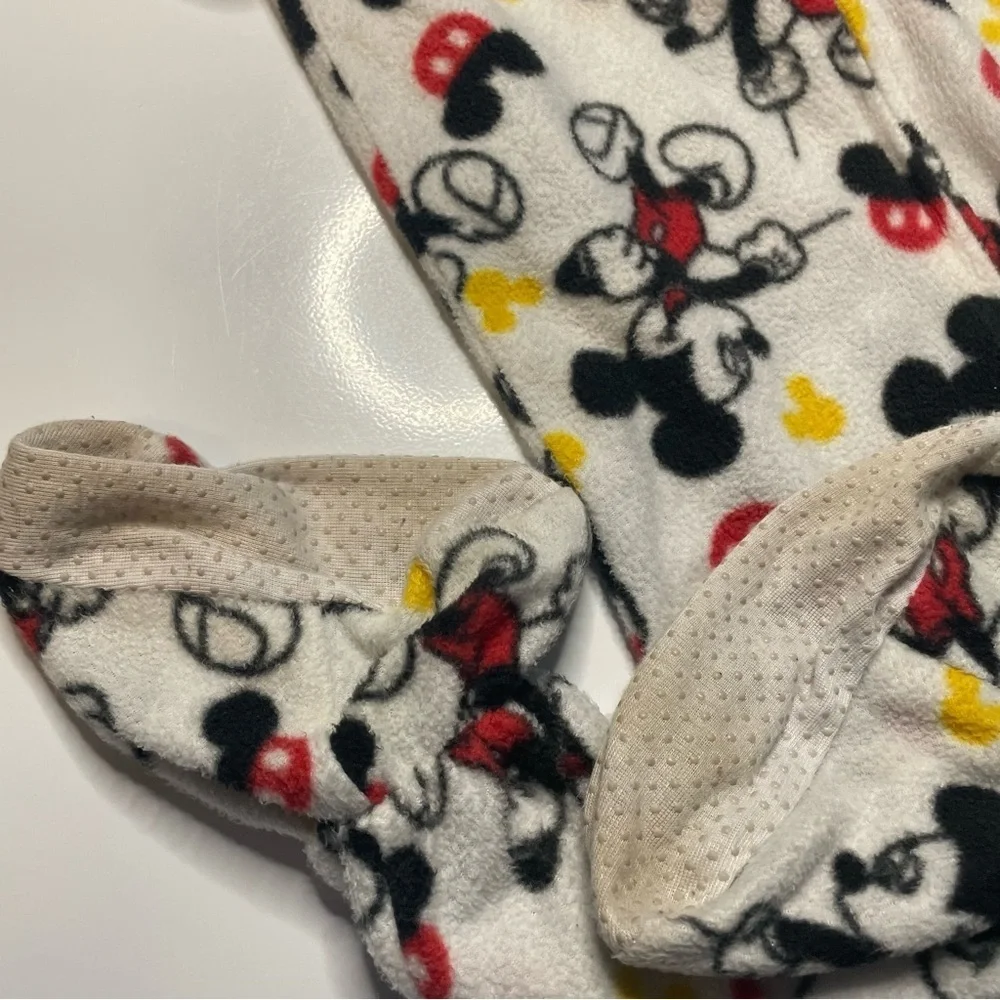 Disney Junior Mickey Mouse 3T Footie Pajamas Zip Up PRELOVED STAINS ON feet